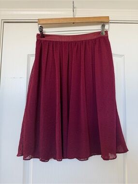 Brooks Brothers Burgundy A-Line Swiss Dot Skirt